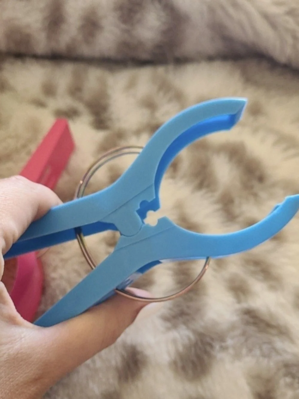 Amazon Pink and Blue Towel Clips with Gold Rings - Set of 2
